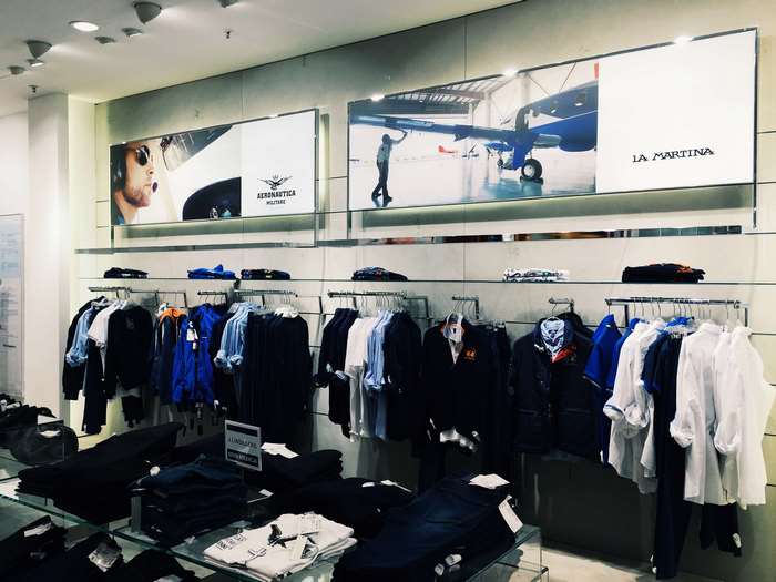 Aeronautica Militare and La Martina clothing store display