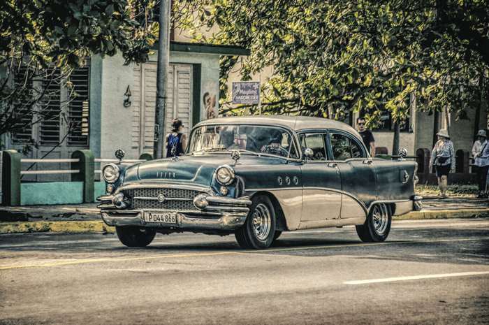 Classic Buick car on a street in Cuba 4K