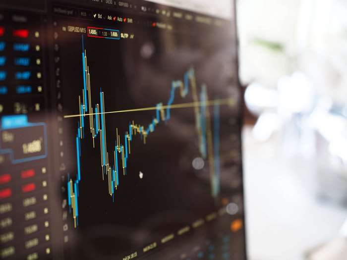 Stock market chart on a computer screen