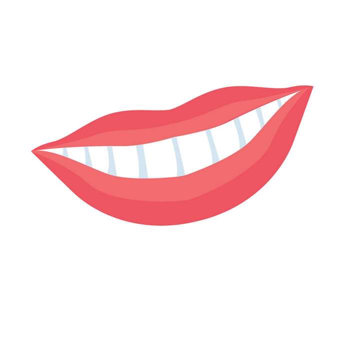 Illustration of a smiling mouth with white teeth