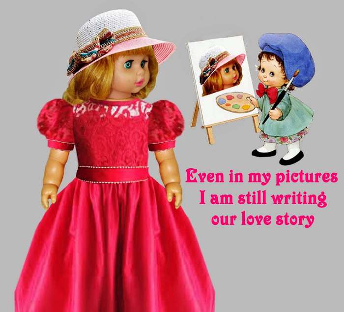 Doll painting a picture of herself