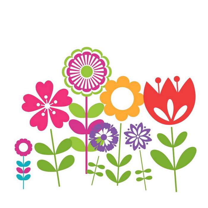 Colorful stylized flowers on a white background