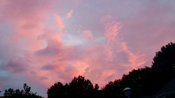 Pink and purple clouds at sunset