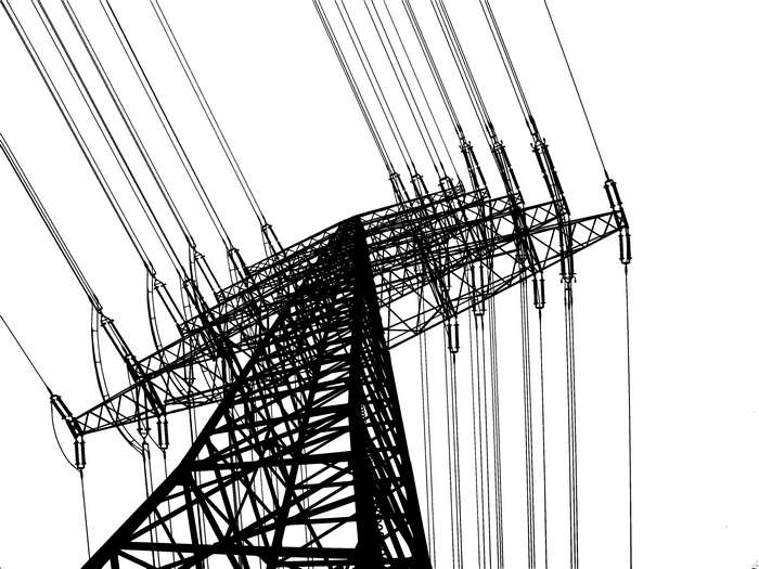 High voltage power lines and tower
