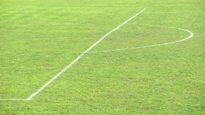 Soccer field with white lines
