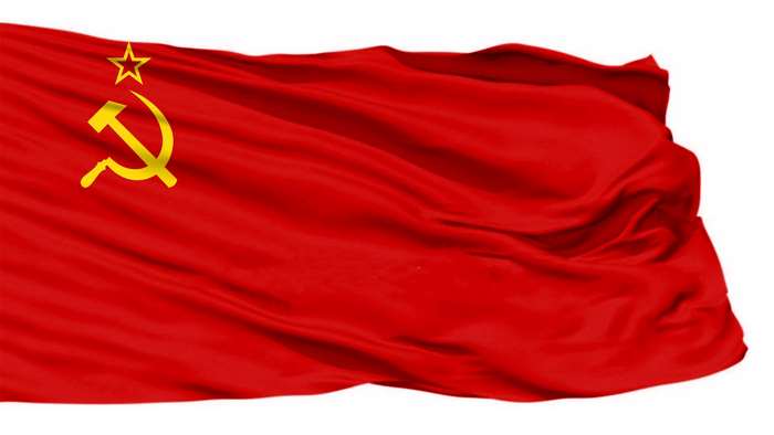 Soviet Union flag with hammer and sickle