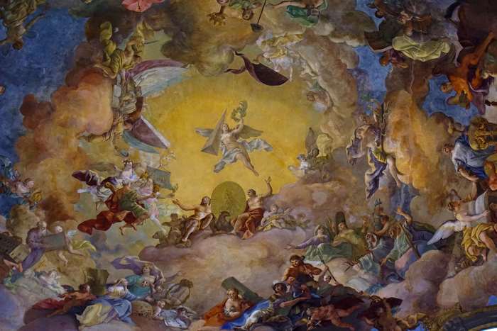 Baroque Ceiling Mural with Angels and Figures