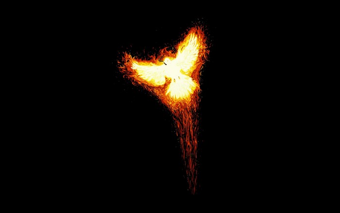 Phoenix bird made of fire rising