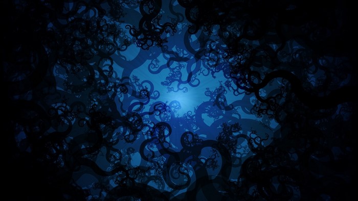 Dark Blue Abstract Fractal Swirls