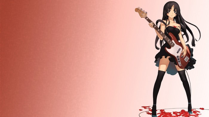Anime girl playing a bass guitar