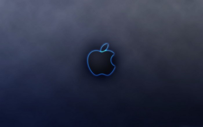 Apple logo on a dark blue background