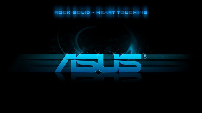 ASUS logo with "ROCK SOLID - HEART TOUCHING" slogan