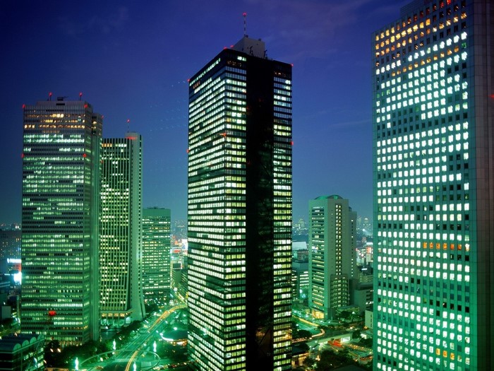 Skyscrapers in Tokyo at Night