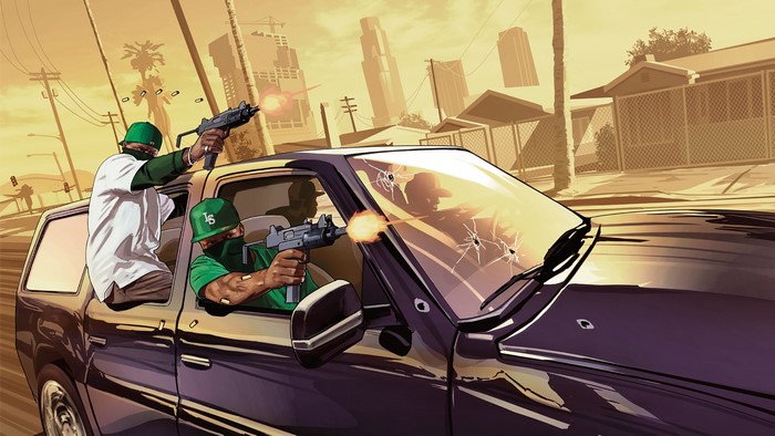 Grand Theft Auto V: Grove Street Gang shootout