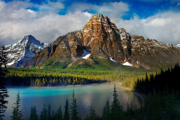 Mountains and Lake with Forest