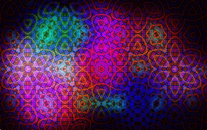 Colorful abstract geometric pattern with Greek key motifs