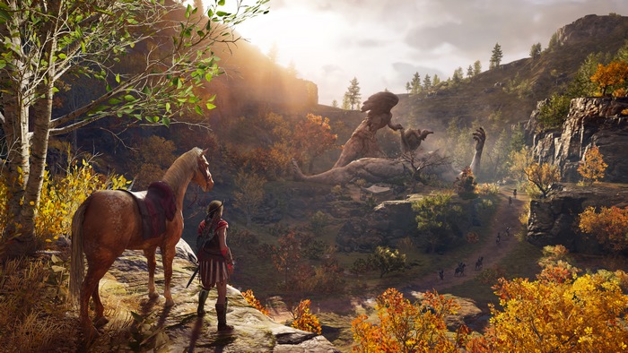 Assassin's Creed Odyssey: Giant statue and horse