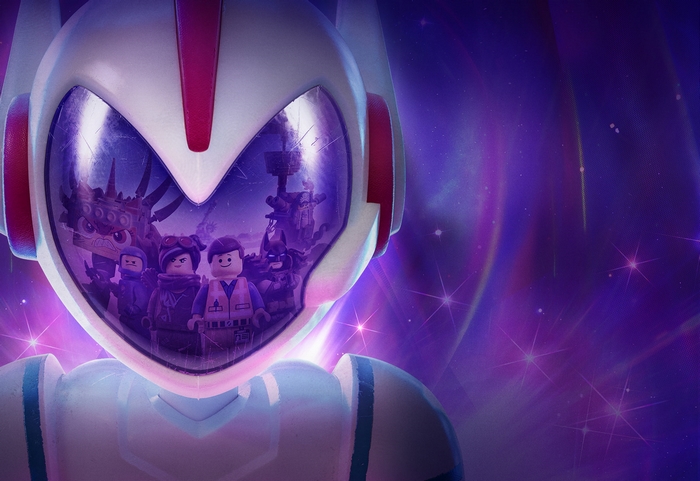 The Lego Movie 2 characters reflected in a helmet