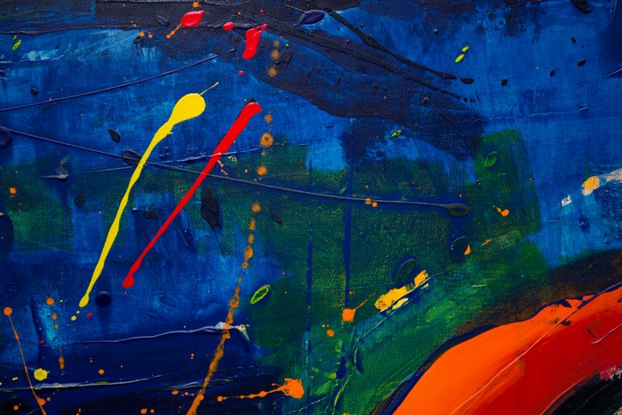 Abstract painting with colorful paint splatters