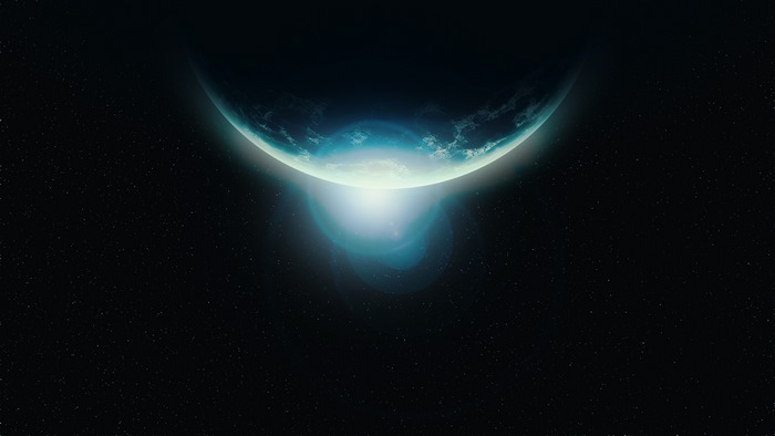 Planet in digital universe with stars 4K