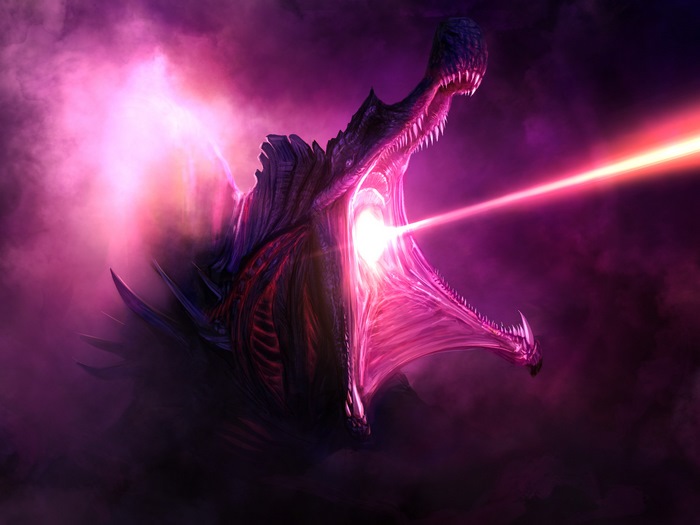 Dragon firing a pink energy beam