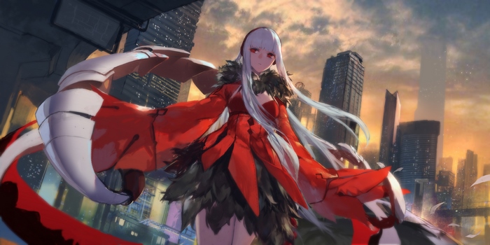 Anime girl with mechanical arms in Forever 7th Capital 4K