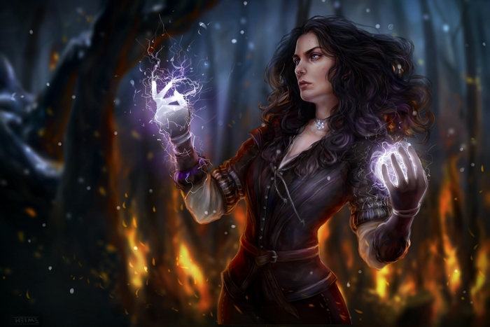 Yennefer of Vengerberg casting magic in The Witcher 3