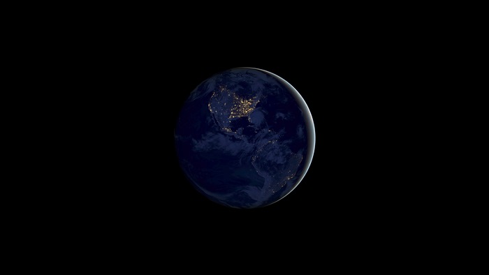 Earth from space at night, 4K