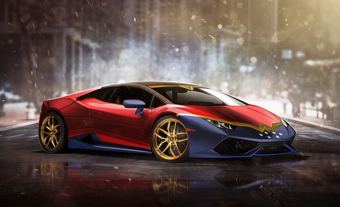 Wonder Woman Lamborghini Huracan in City