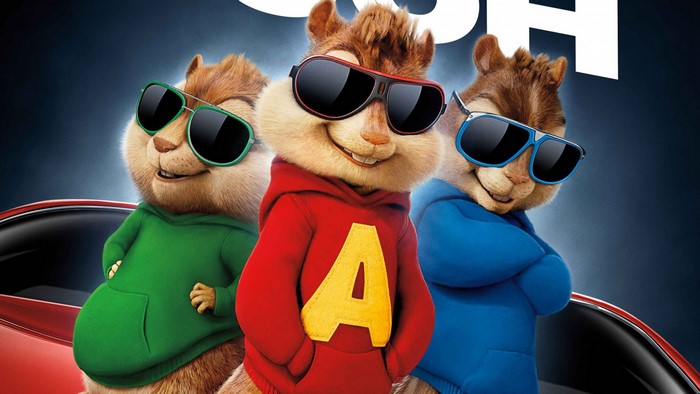 The Chipmunks Alvin, Simon, and Theodore wearing sunglasses