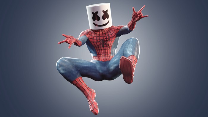 Spiderman with Marshmello Helmet Digital Art