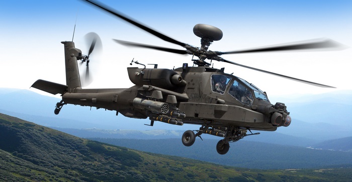 Boeing AH-64 Apache Attack Helicopter in flight