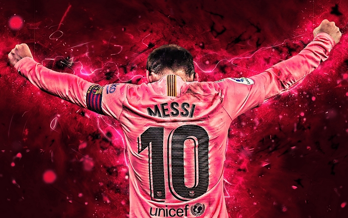 Lionel Messi Celebrates in FC Barcelona Jersey