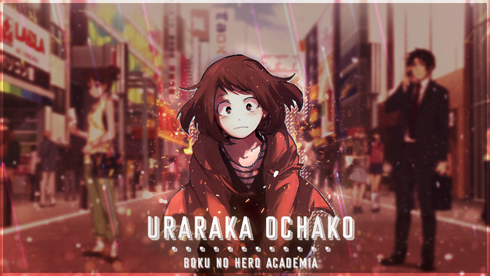 Ochaco Uraraka from My Hero Academia in a city