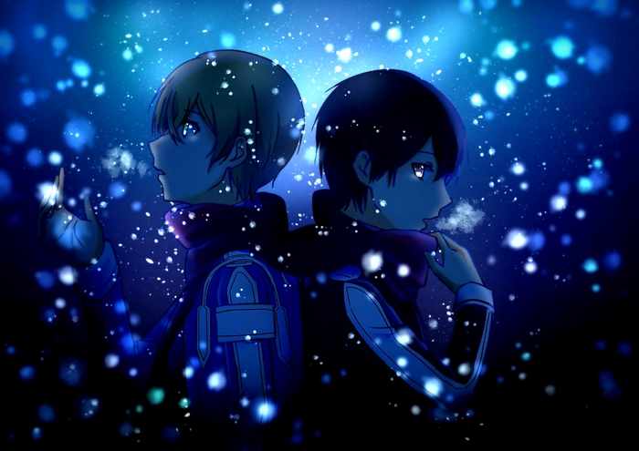 Kirito and Eugeo from Sword Art Online in a starry night