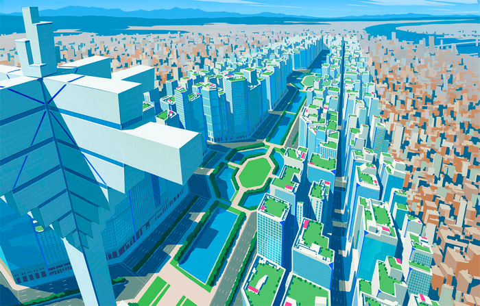 Cityscape from Promare Anime