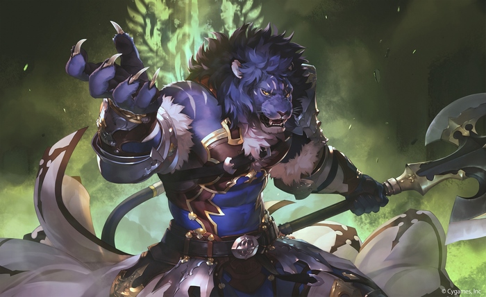 Blue lion warrior with axe