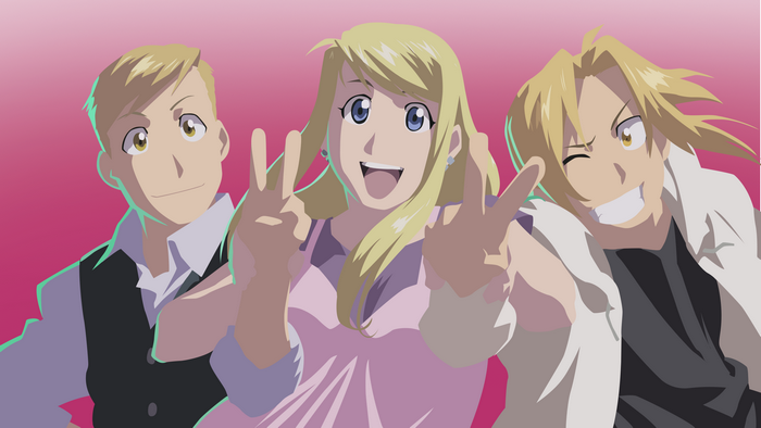 Edward Elric, Alphonse Elric, and Winry Rockbell from Fullmetal Alchemist