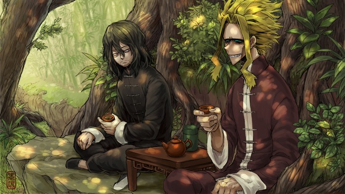 All Might and Shouta Aizawa in Serene Forest