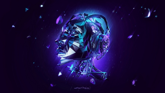 Geometric Robot Head with Headphones
