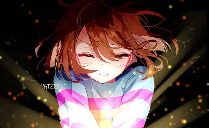 Frisk from Undertale with Warm Light Glow