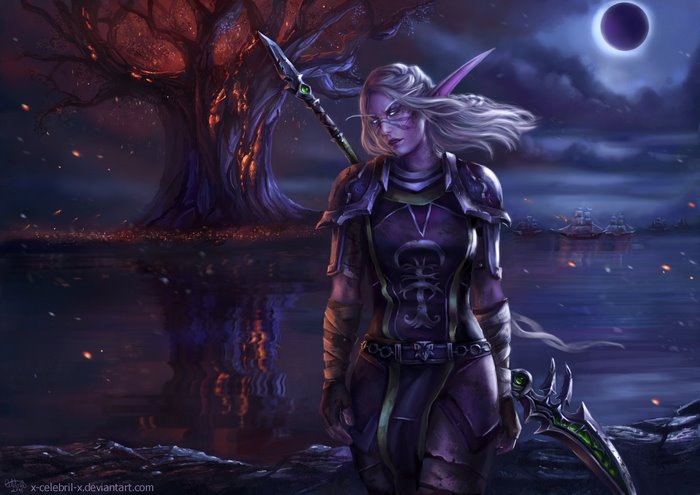 Night Elf Warrior with Spear and Scythe