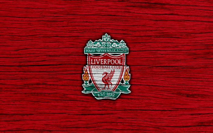 Liverpool F.C. Logo on Red Wood Texture