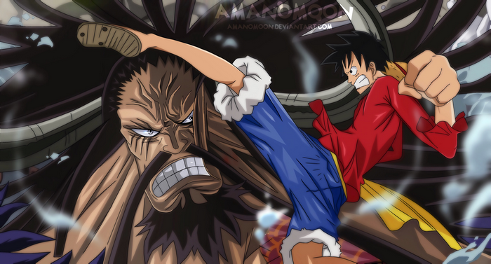 Kaido and Monkey D. Luffy from One Piece