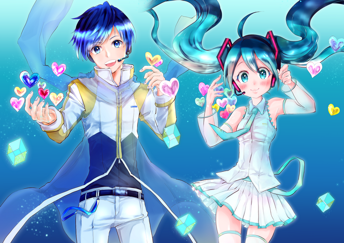 Kaito and Hatsune Miku from Vocaloid