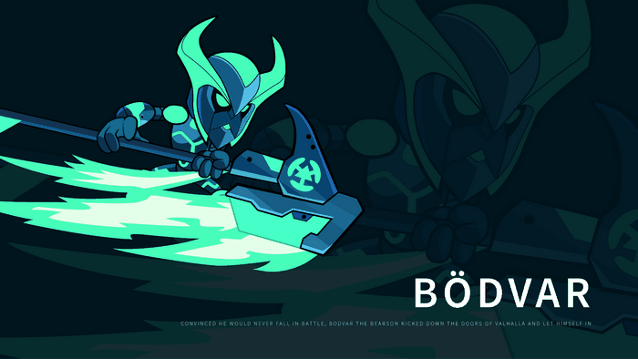 Bödvar from Brawlhalla with glowing axe