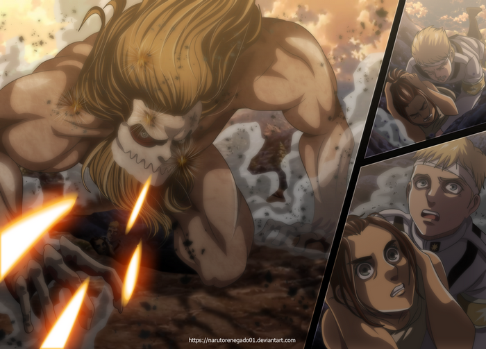 Attack on Titan: Beast Titan attacking soldiers