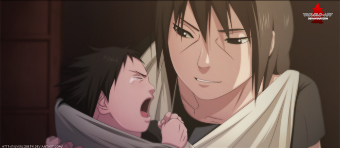 Itachi Uchiha holding baby Sasuke Uchiha