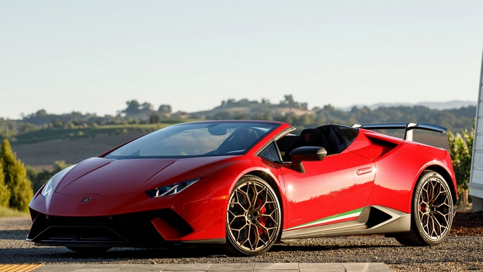Red Lamborghini Huracan Performante Spyder Convertible