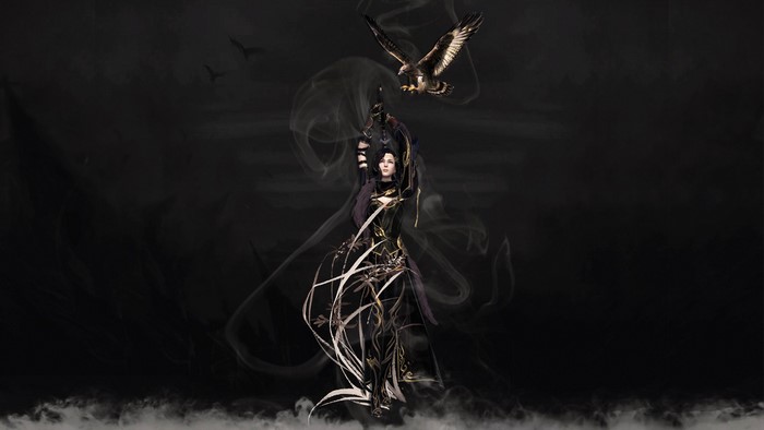 Fantasy Woman Warrior with Falcon